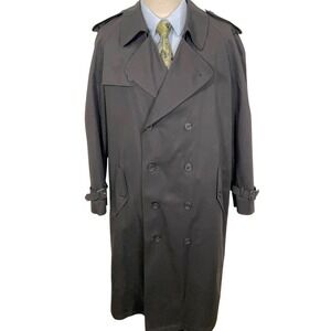 Stafford Trench Coat Mens 42R Black Double Breasted Goth Matrix Spy Raincoat